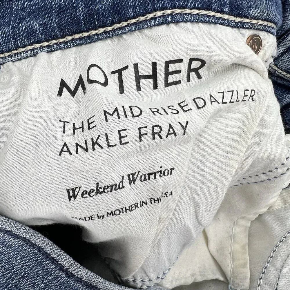 Mother The Mid Rise Dazzler Ankle Fray Weekend Warrior Size 26 Distressed - Picture 12 of 12